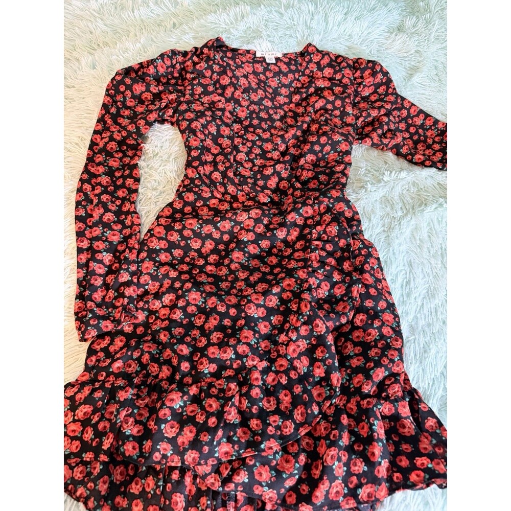 Mi ami Long Sleeve Lined Floral Dress Womens XxS Romantic Cottagecore Fit Flare